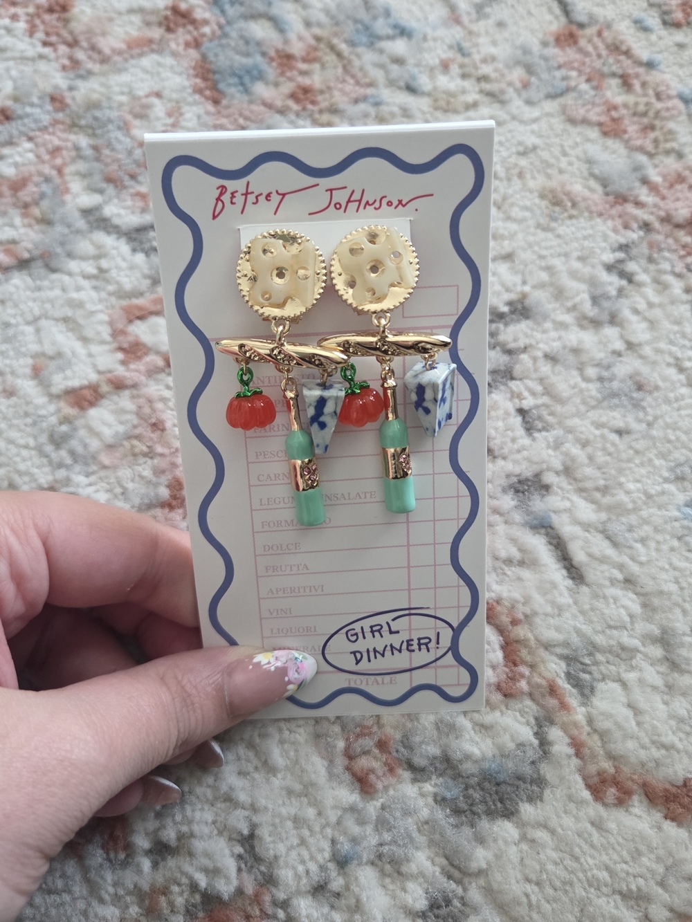Betsey Johnson Gold-tone Charcuterie Dangle Earrings